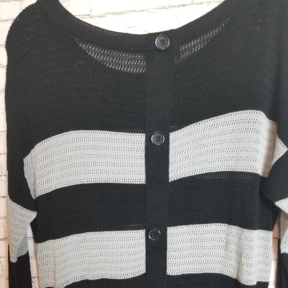 AB STUDIO button back striped open knit sweater - Picture 7 of 8